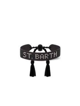 Black rhinestones bracelet with St. Barth lettering - MC2 Saint Barth