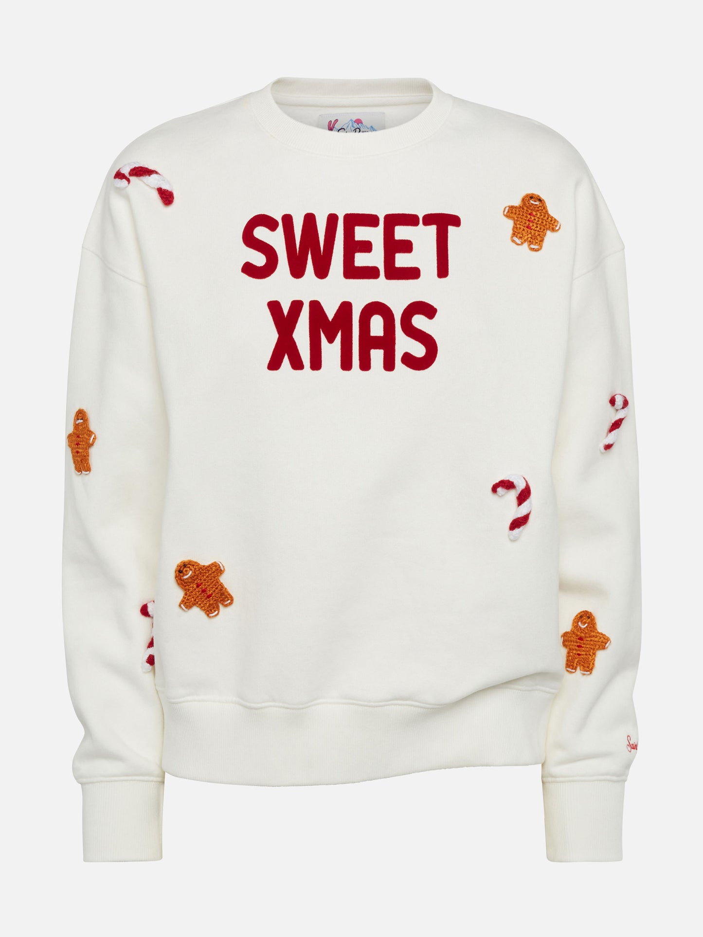 Woman fleeced cotton sweatshirt Stardust with ginger cane patches - MC2 Saint Barth