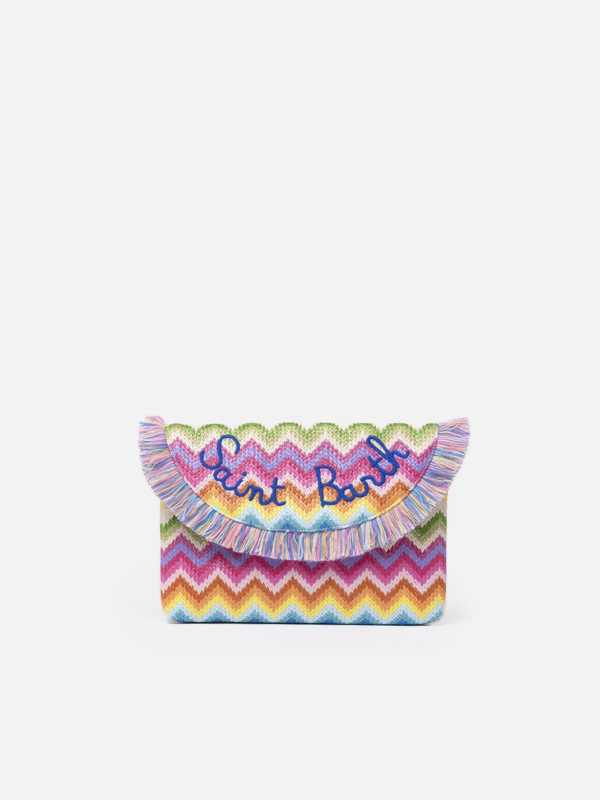 Straw pochette with fruit charms