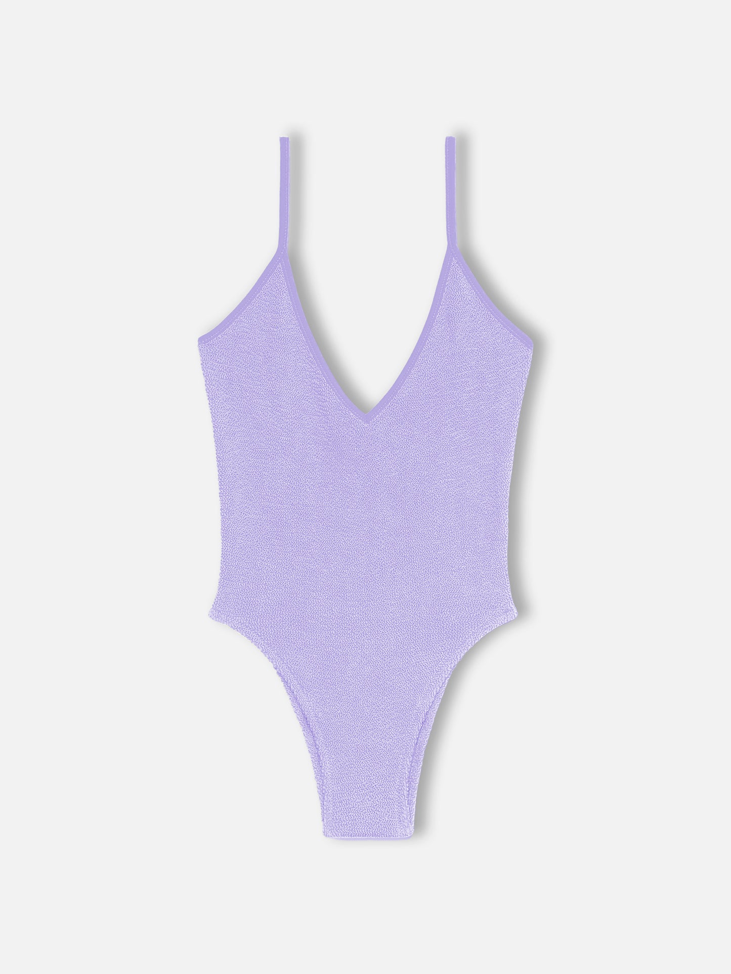 Lilafarbener Crinkle-Einteiler-Badeanzug für Damen Susanne