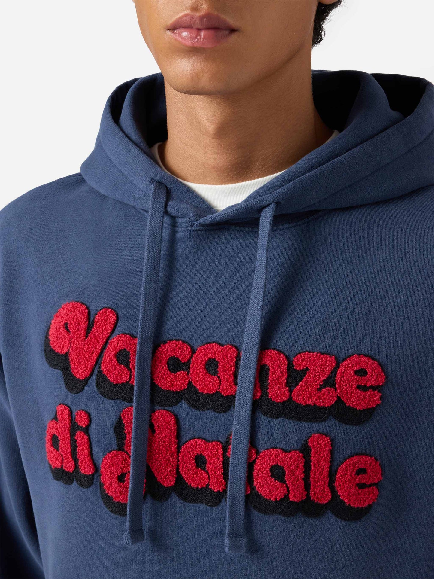 Felpa Tribeca in cotone blu con cappuccio e ricamo Vacanze di Natale | VACANZE DI NATALE SPECIAL EDITION