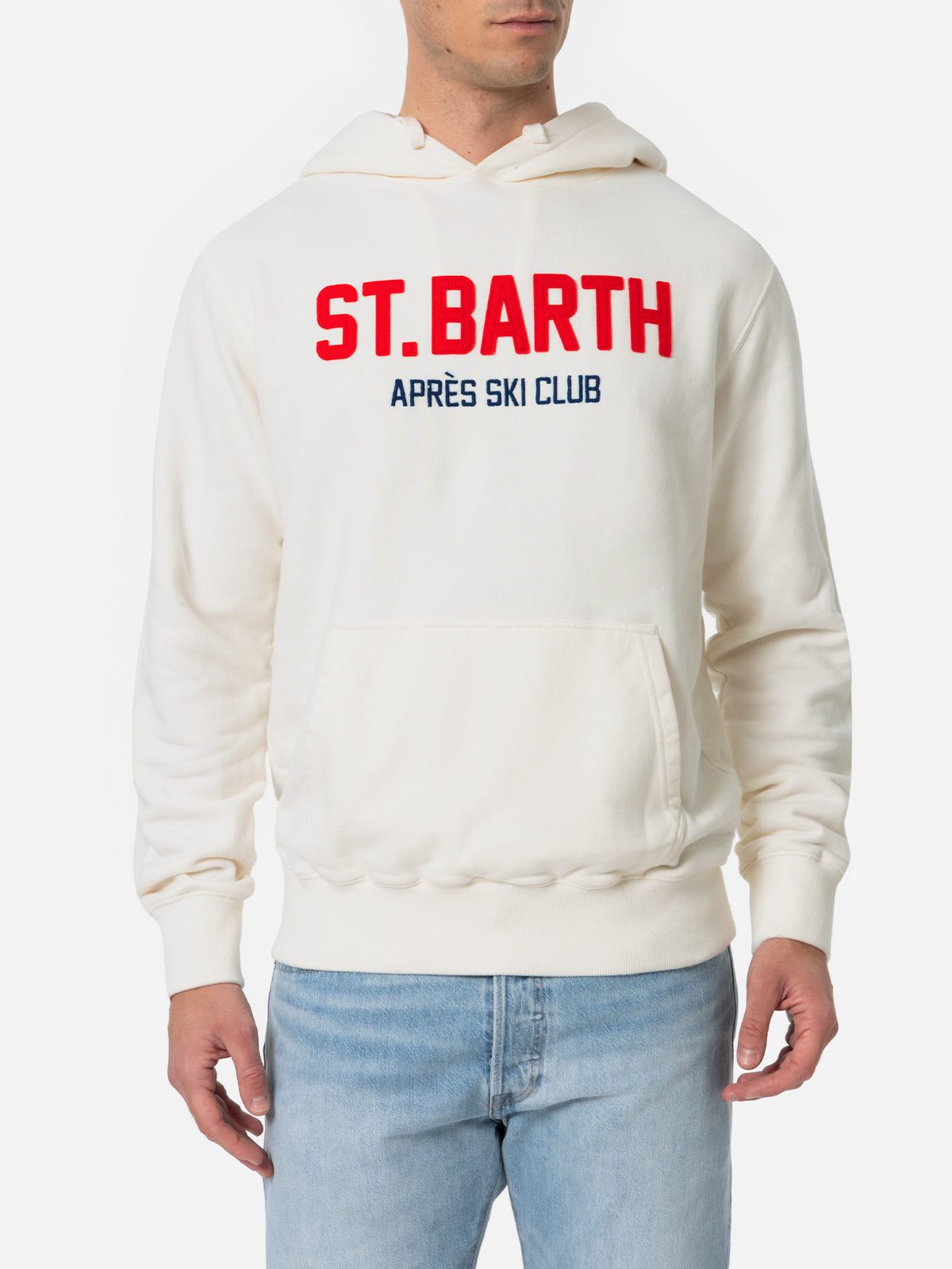 Man white sweatshirt Tribeca with St. Barth apres ski club emboidery - MC2 Saint Barth