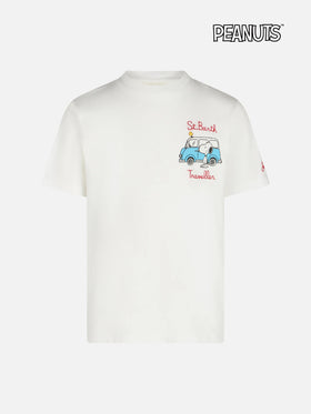 T-shirt da bambino in cotone con stampa Snoopy e ricamo St. Barth Traveller | EDIZIONE SPECIALE SNOOPY PEANUTS