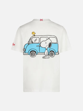 Boy cotton t-shirt with Snoopy print and St. Barth Traveller embroidery | SNOOPY PEANUTS SPECIAL EDITION - MC2 Saint Barth
