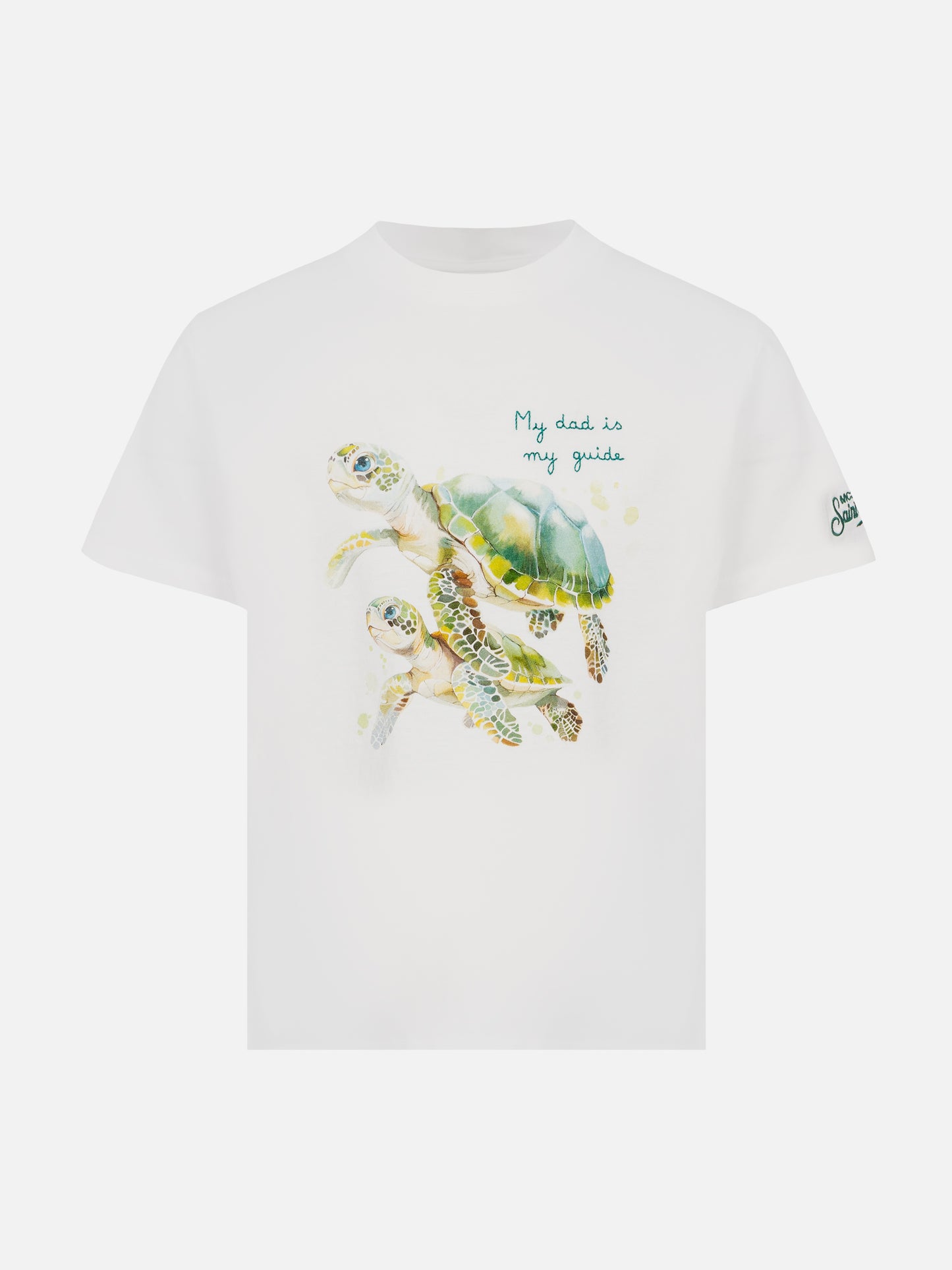 Baumwoll-T-Shirt mit „My Dad is my guide“-Stickerei
