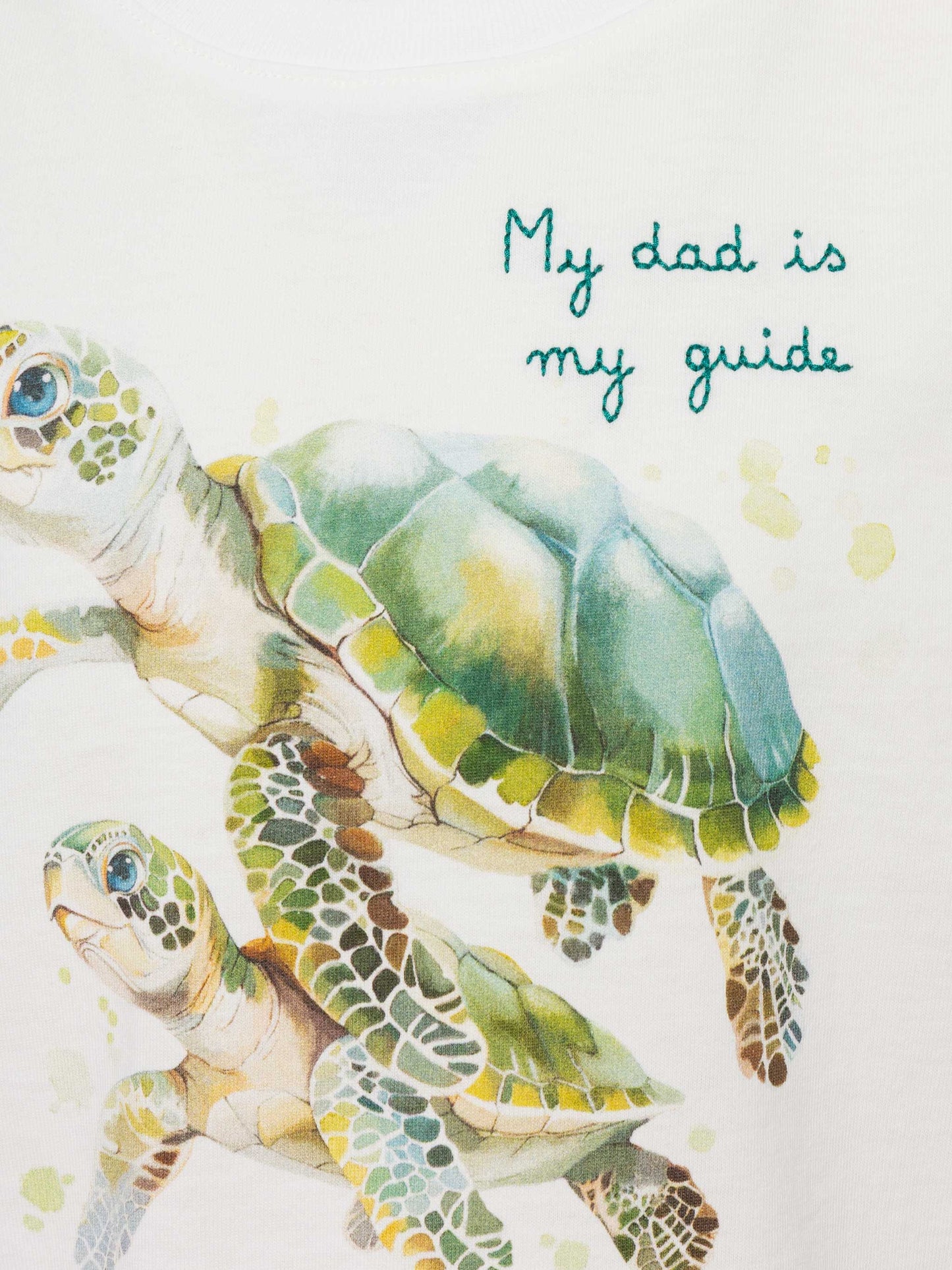 Baumwoll-T-Shirt mit „My Dad is my guide“-Stickerei