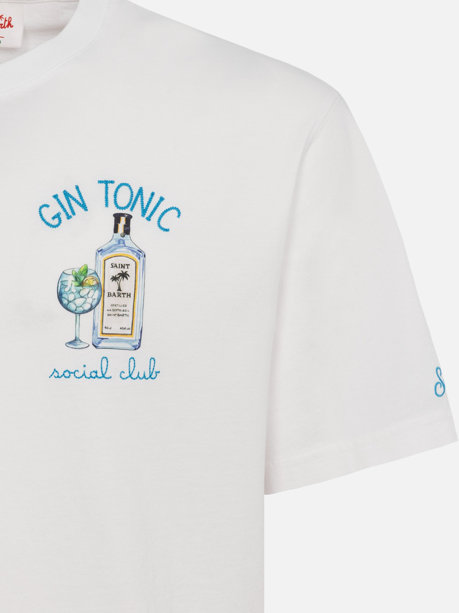 Organic cotton T-shirt with gin tonic social club embroidery - MC2 Saint Barth