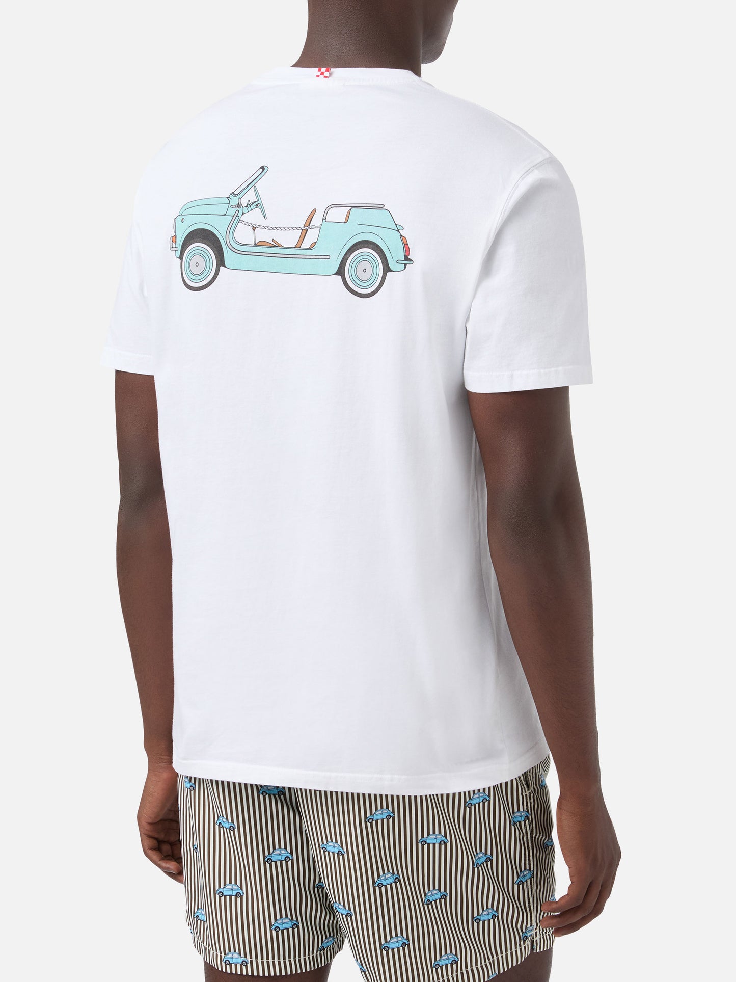 Fiat 500 Spiaggina T-Shirt mit Front- und Rückendruck in Weiß | Special Edition