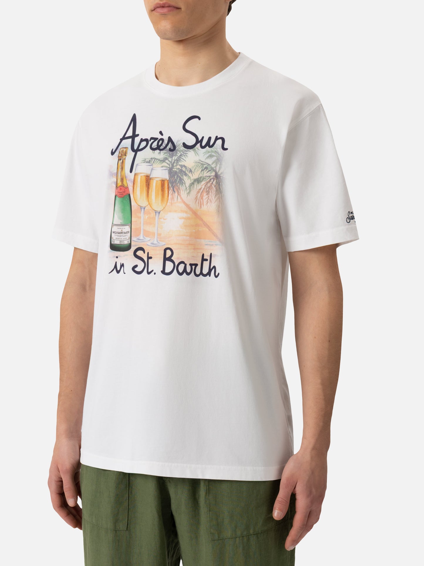 T-shirt Man in cotone con stampa Après Sun in St. Barth