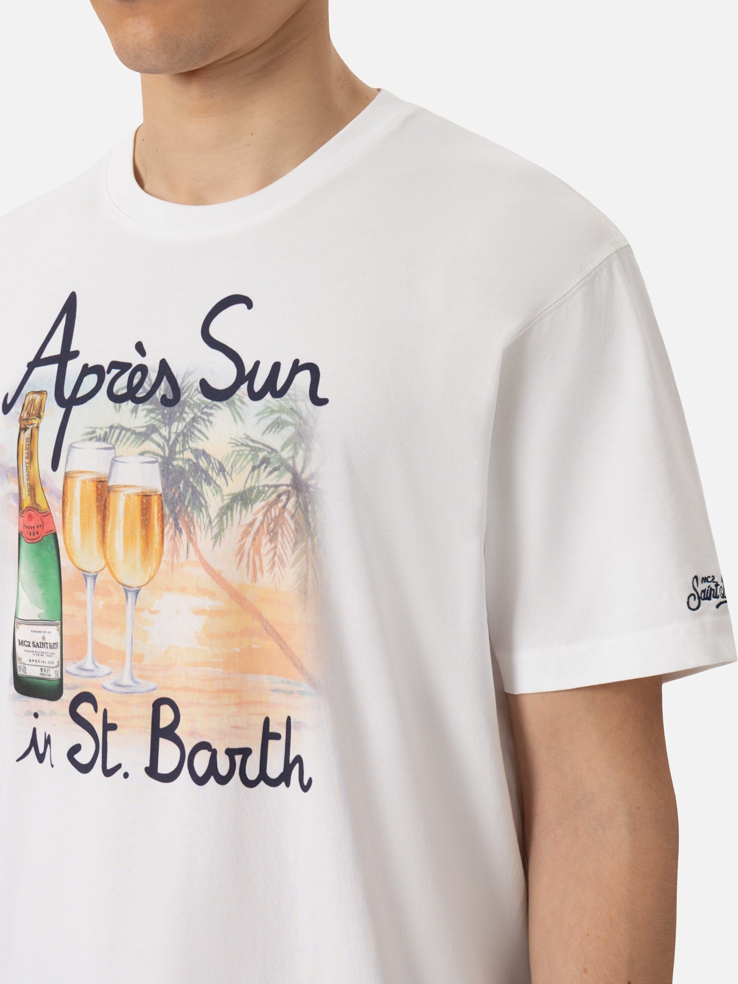 T-shirt Man in cotone con stampa Après Sun in St. Barth