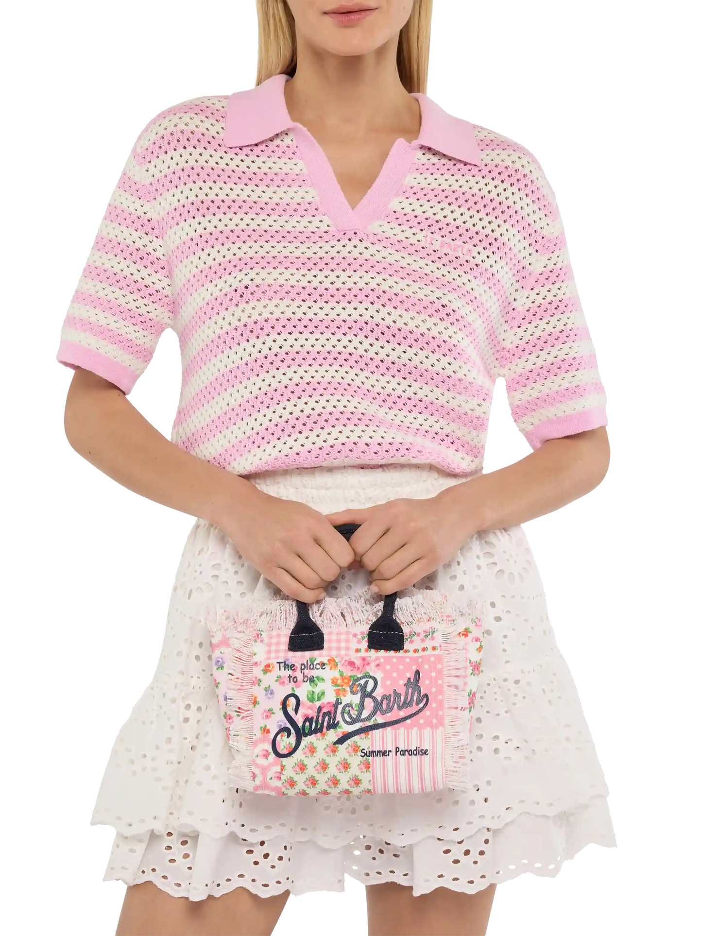 Cotton canvas Mini Vanity bag with flower patch print
