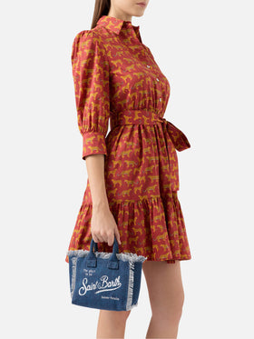 Borsa Mini Vanity in canvas di cotone indaco