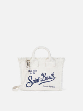 Borsa Mini Vanity in lino bianco panna