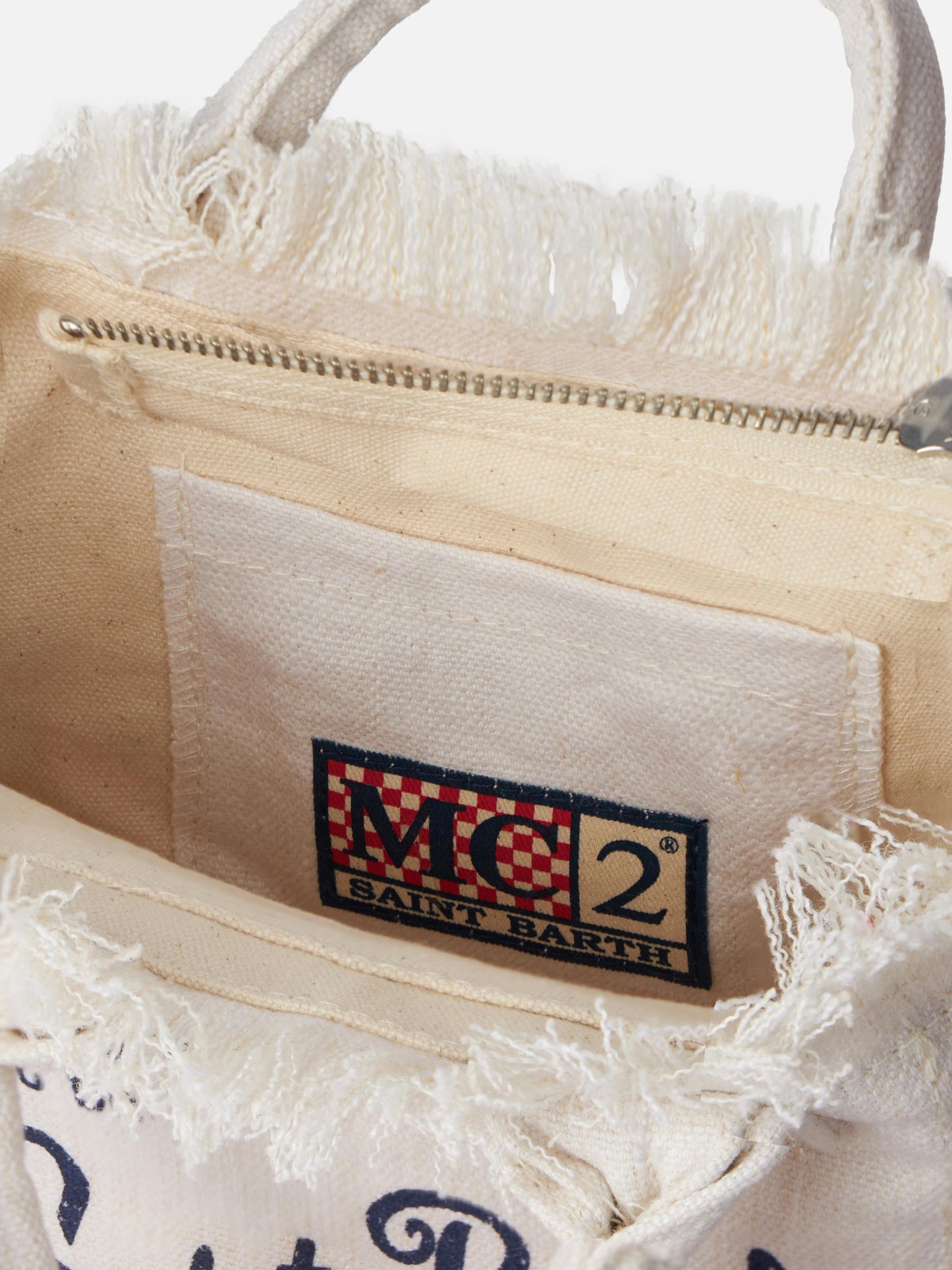 Borsa Mini Vanity in lino bianco panna