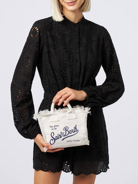 Borsa Mini Vanity in lino bianco panna