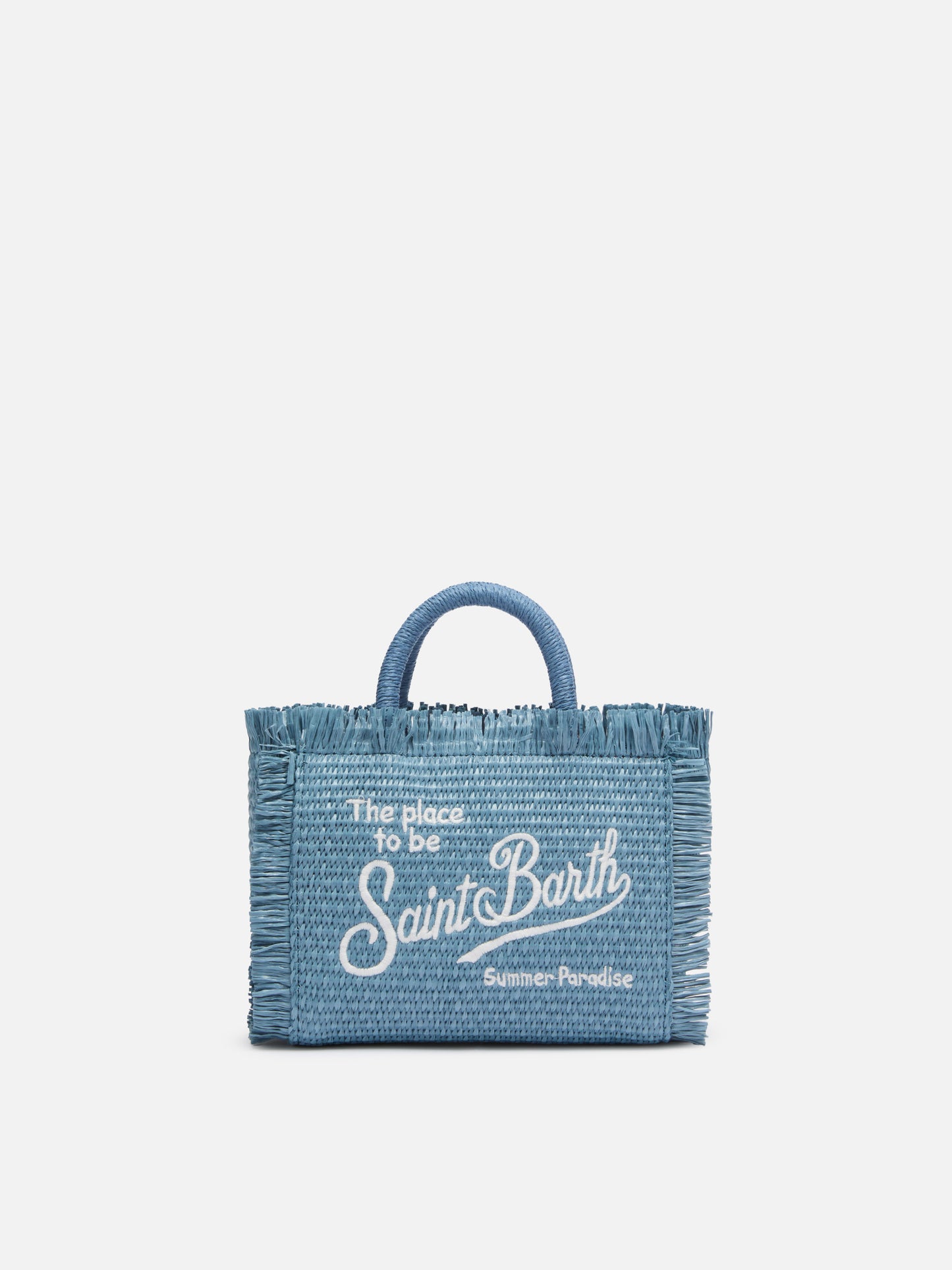 Borsa Mini Vanity effetto paglia in denim