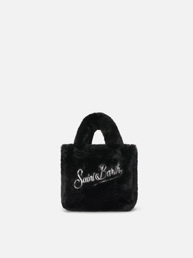 Vanity Mini Soft Handbag in black faux fur
