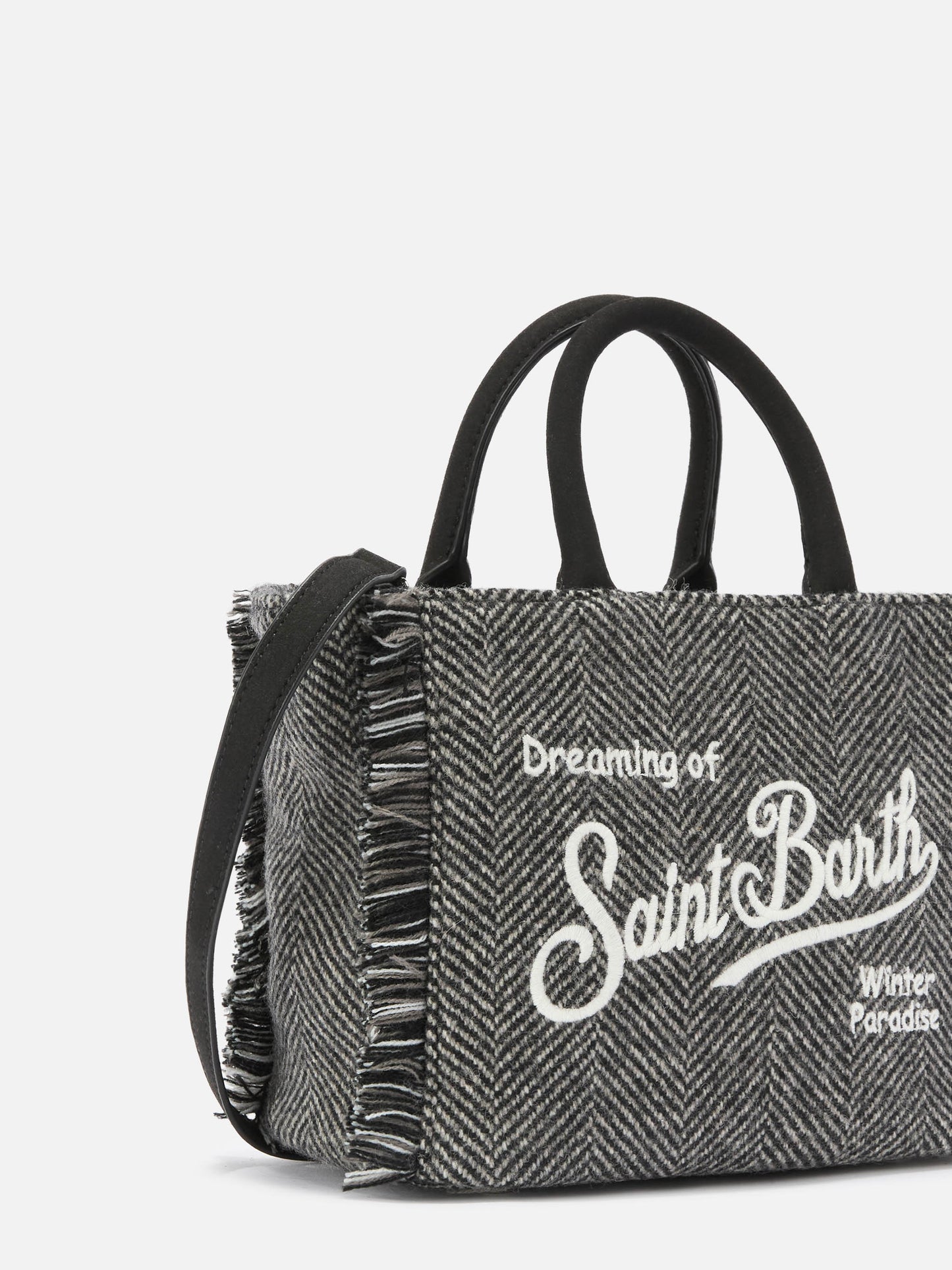 Borsa a mano Vanity Mini Wool in misto lana spinato