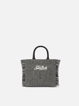 Borsa a mano Vanity Mini Wool in misto lana spinato