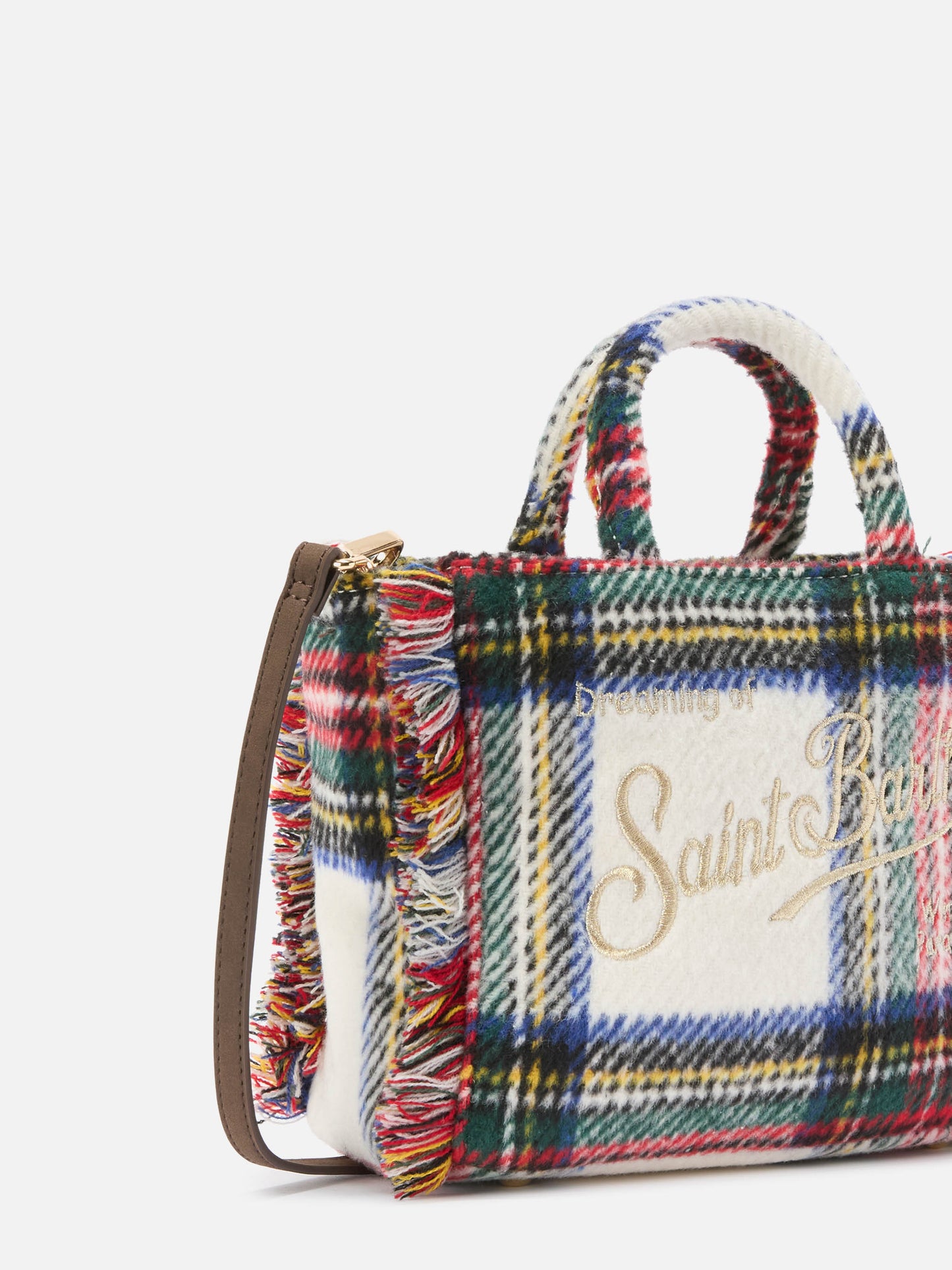 Borsa a mano Vanity Mini Wool in misto lana tartan