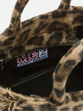 Borsa a mano Vanity Mini Felt in misto lana leopardata