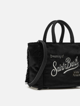 Borsa a mano Vanity Mini Velvet in velluto e faux suede nero