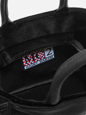 Borsa a mano Vanity Mini Velvet in velluto e faux suede nero