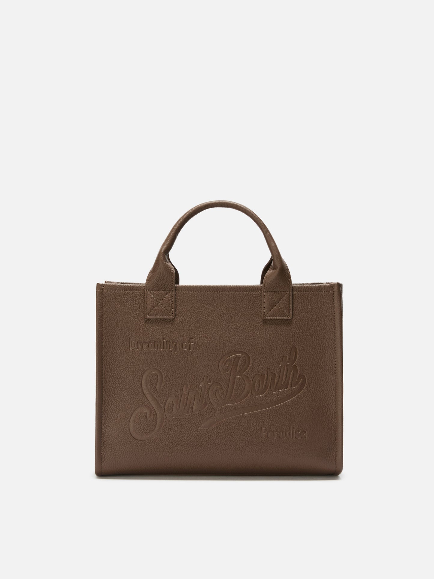 Borsa a spalla Vanity Bag Large in pelle martellata marrone