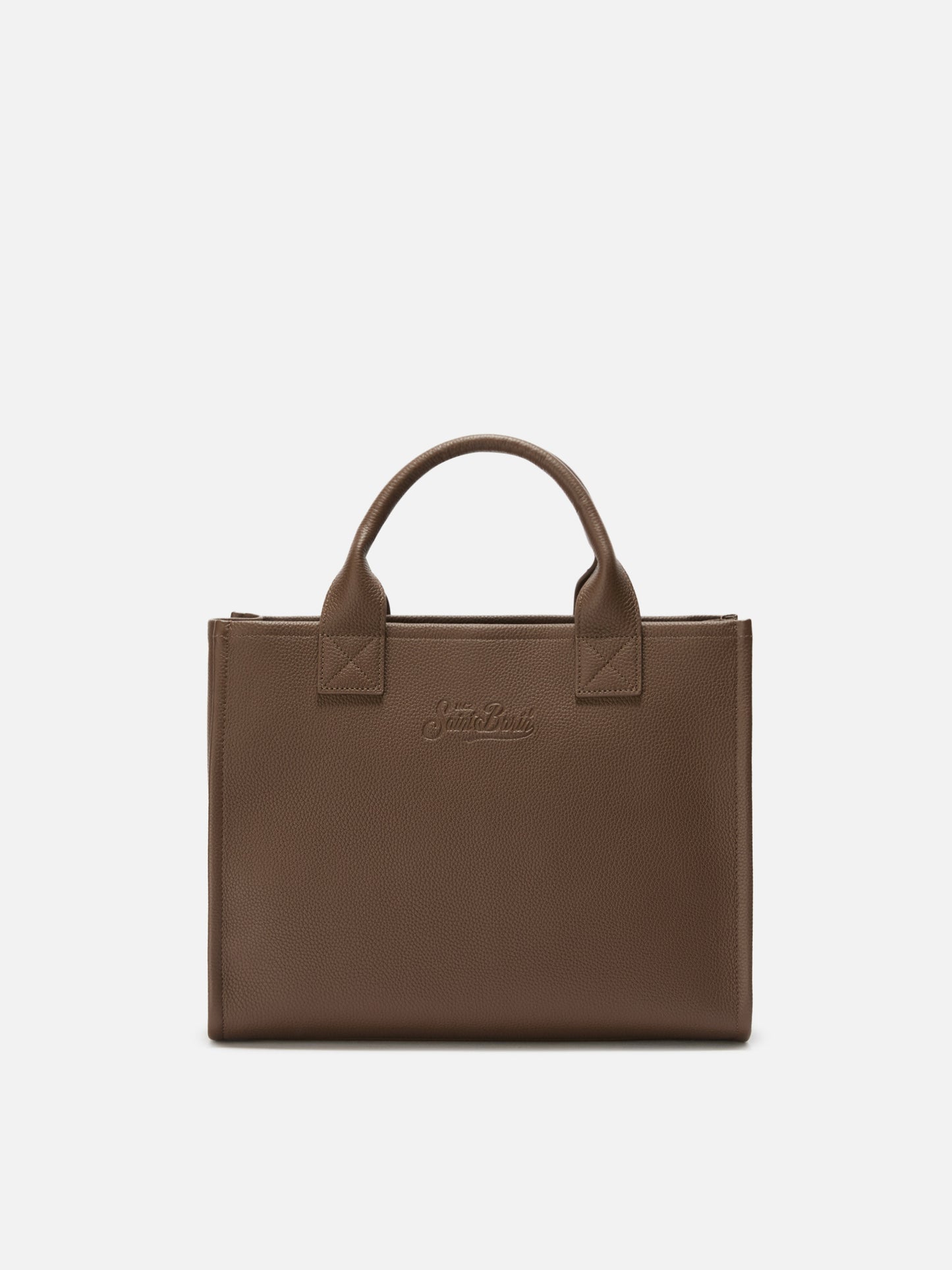 Borsa a spalla Vanity Bag Large in pelle martellata marrone