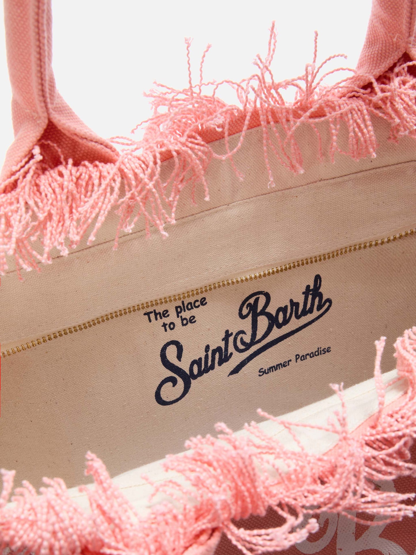 Borsa Vanity regular arancione in canvas con frange