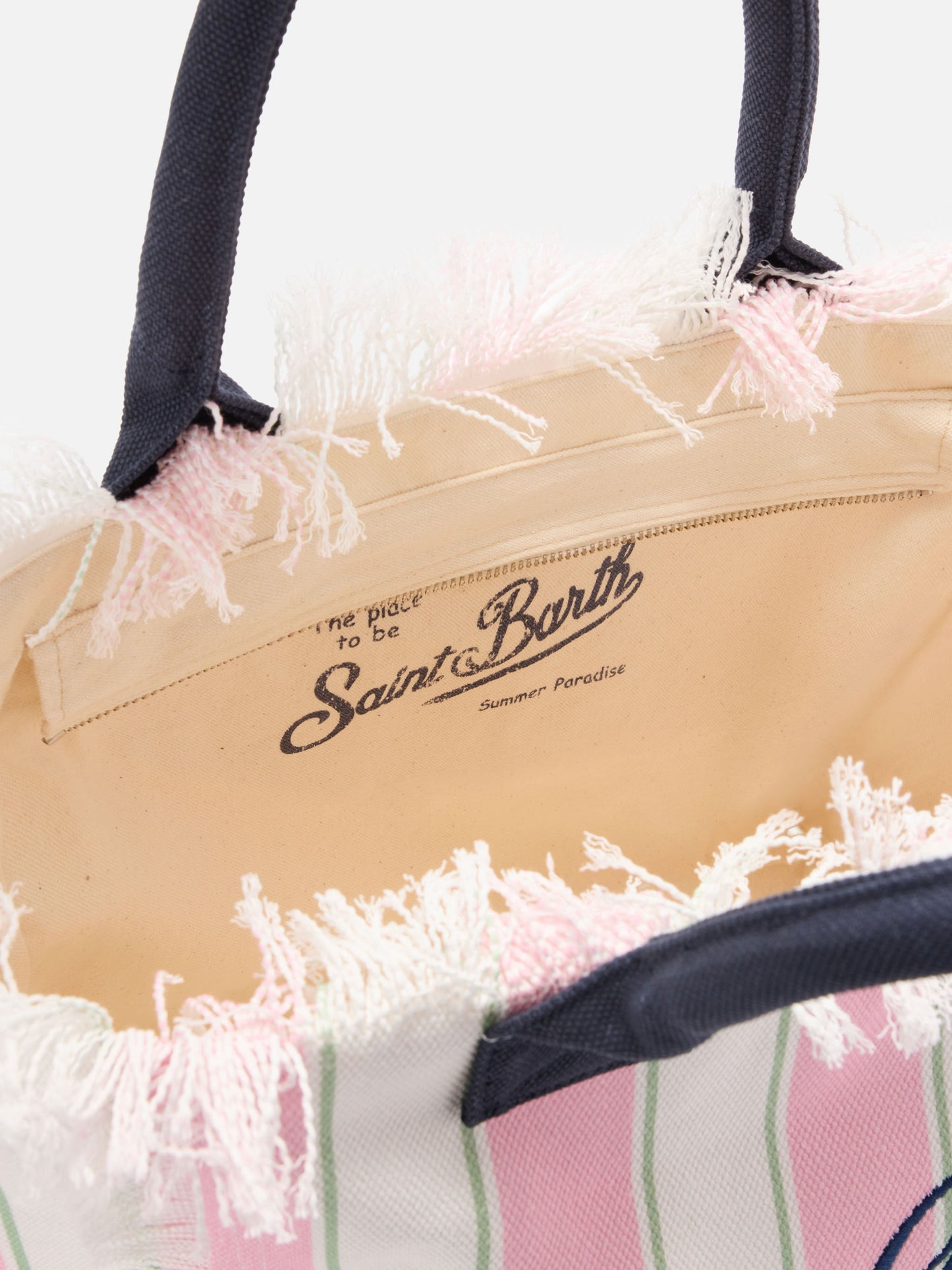 Rosa Vanity Regular Tasche aus Canvas mit vertikalen Streifen