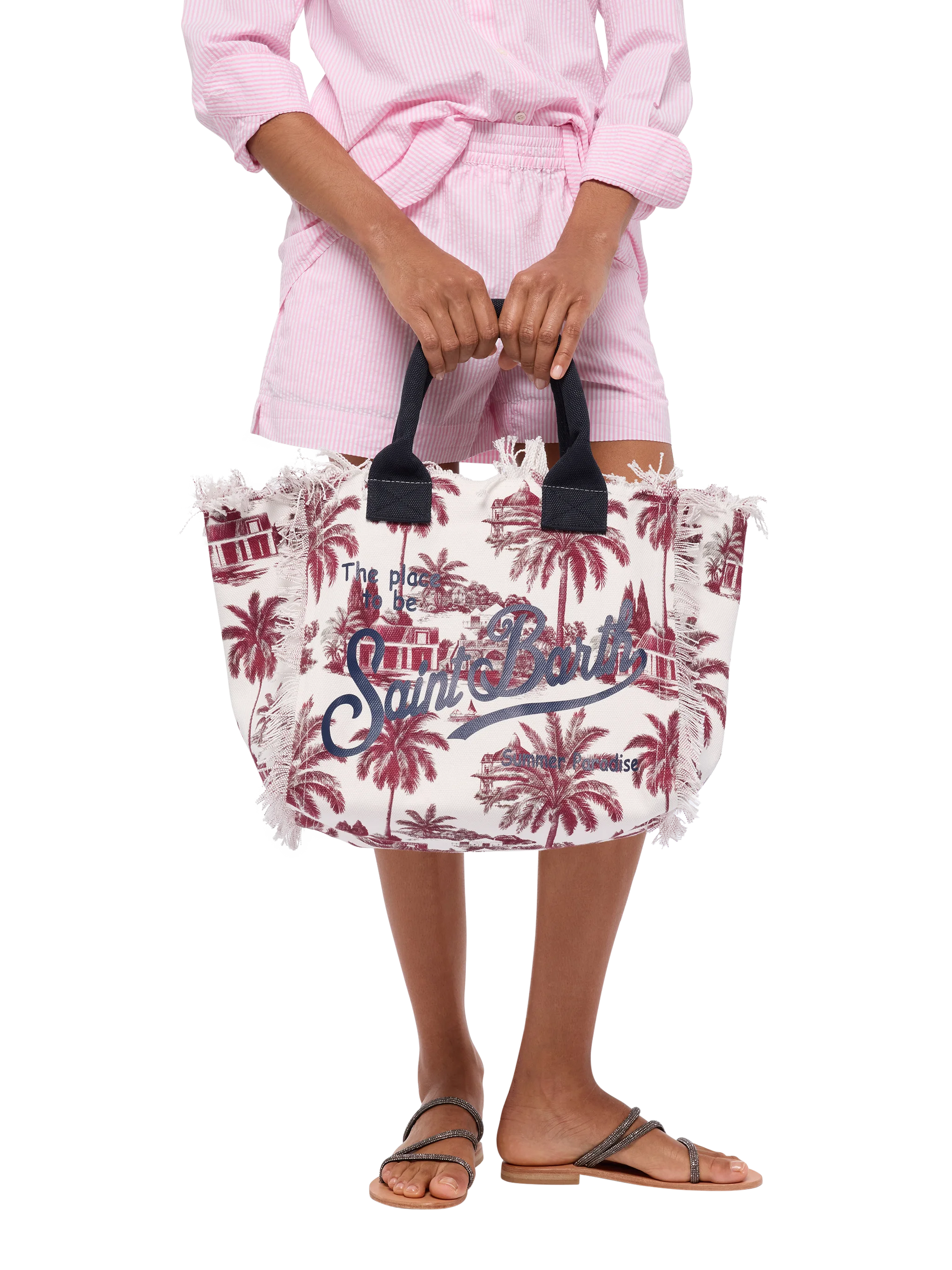 Cotton canvas Vanity tote bag with toile de jouy print | AI CO-CREATED DESIGN BY RICKDICK - POWERED BY RED-EYE - MC2 Saint Barth