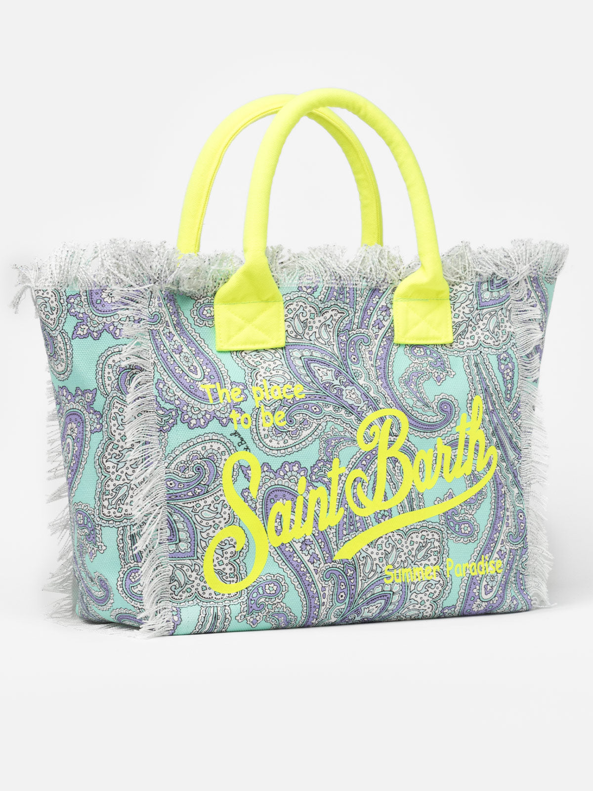 Borsa tote in tela di cotone con stampa paisley