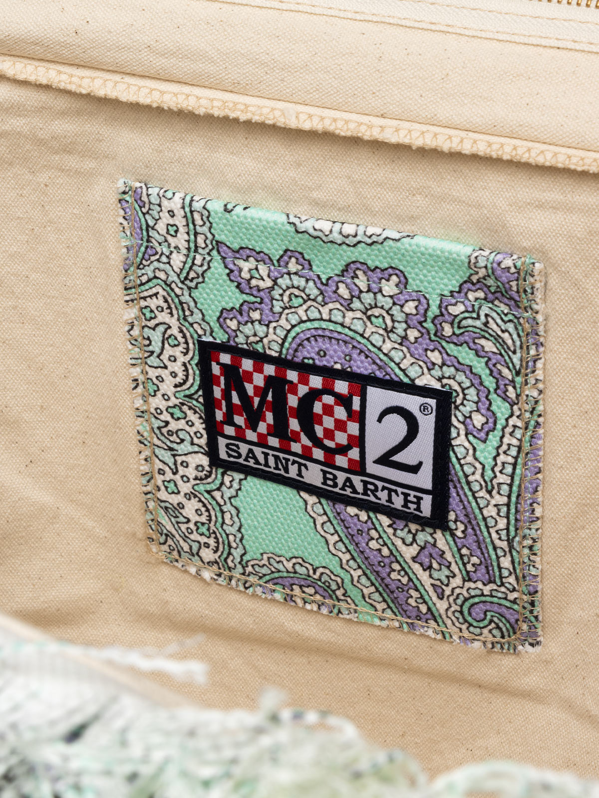 Borsa tote in tela di cotone con stampa paisley