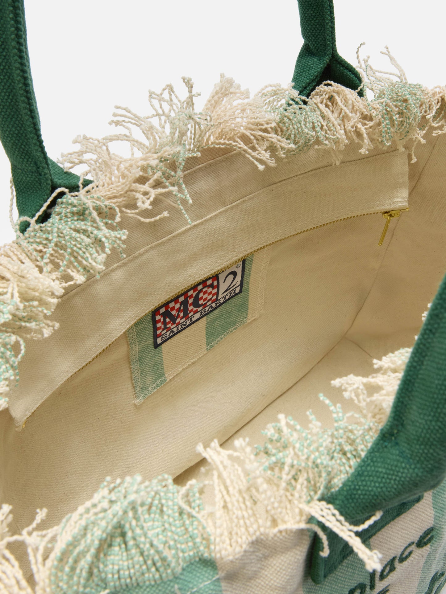 Vanity Regular Bag aus hellgrünem Canvas mit vertikalen Streifen