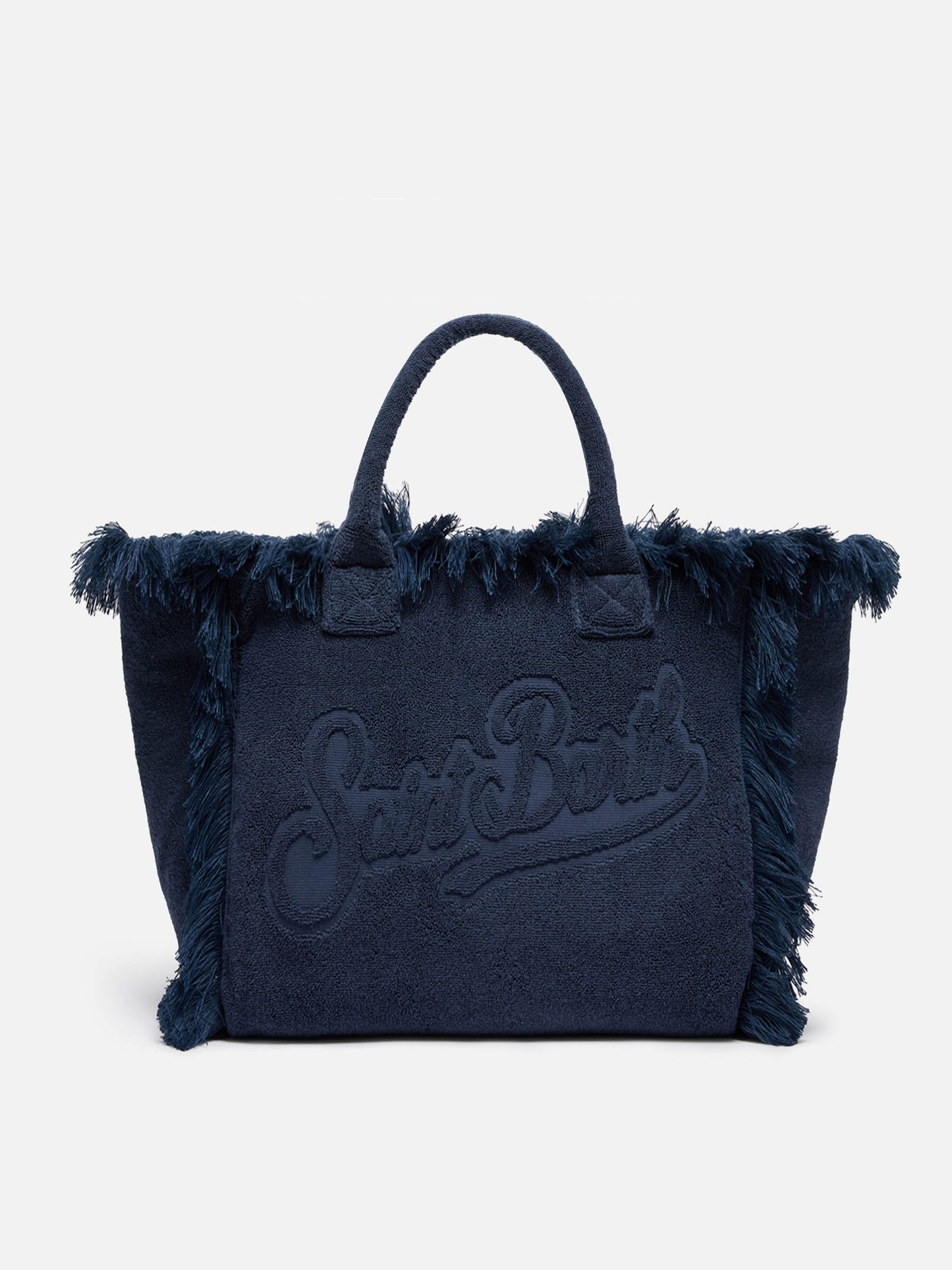 Vanity Terry navy blue tote bag with embossed logo