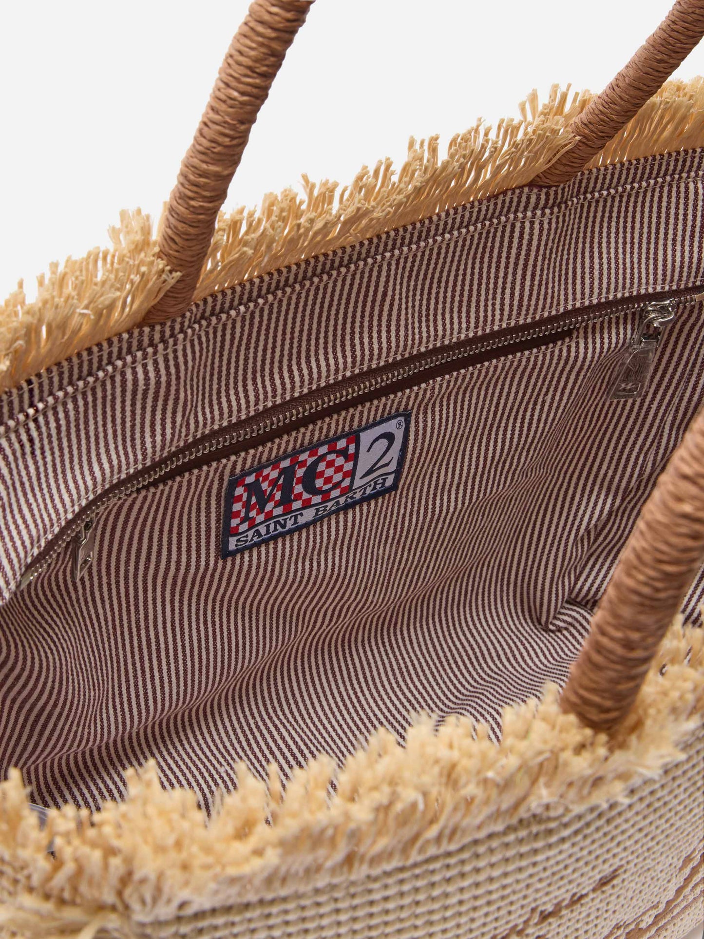 Regular Vanity straw effect bag with embroidered logo