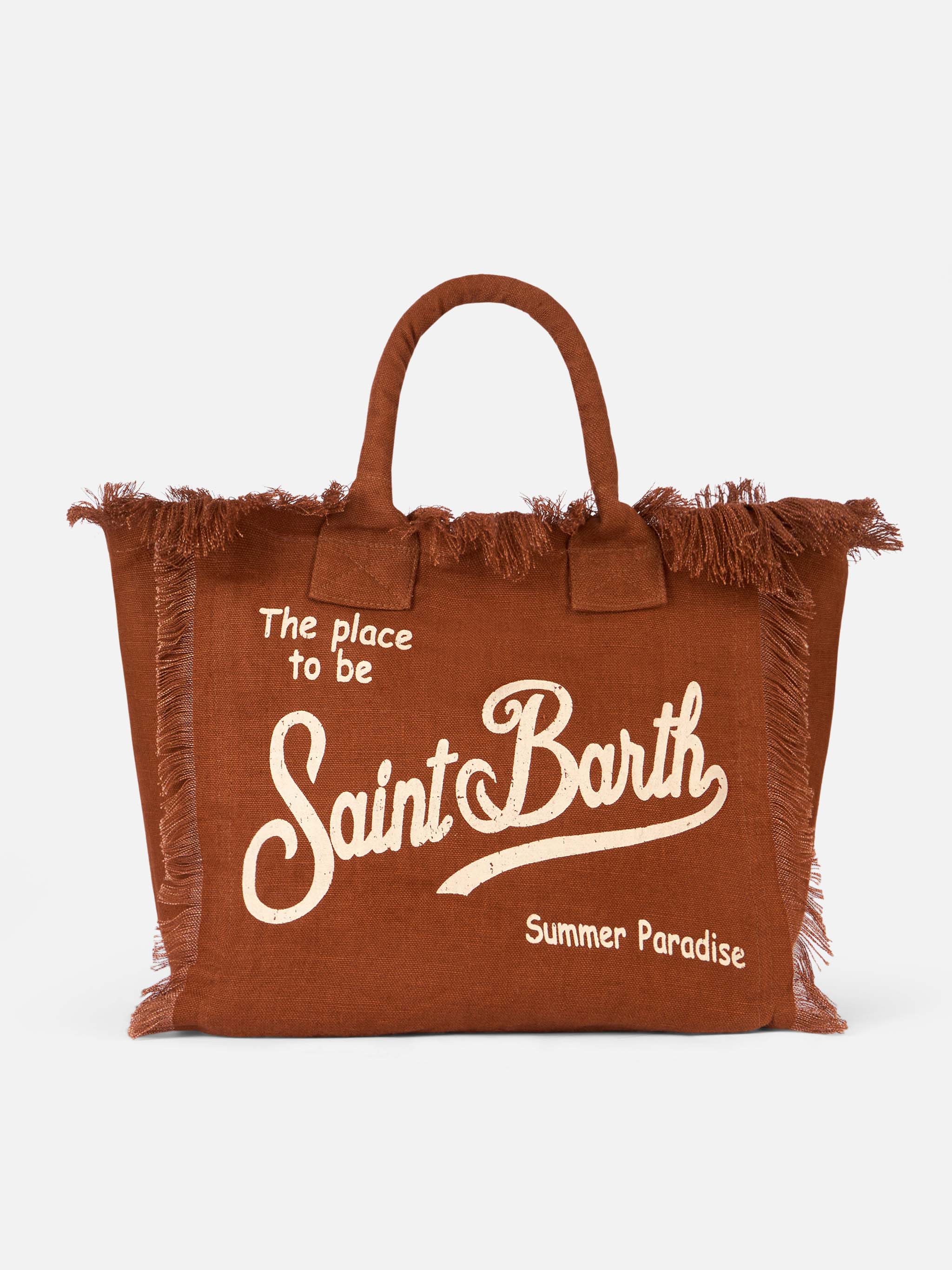 Vanity brown linen shoulder bag � MC2 Saint Barth