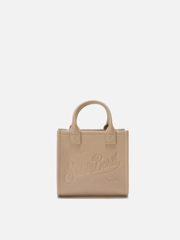 Borsa a spalla Vanity Bag Mini in pelle martellata nocciola