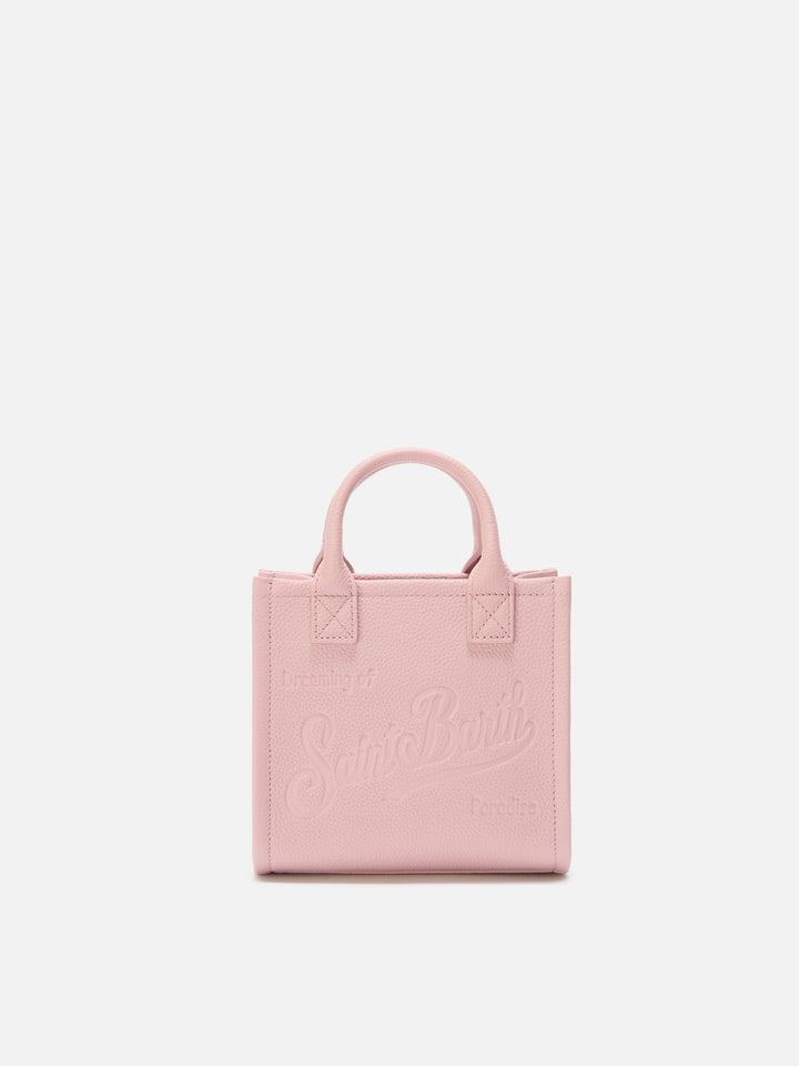 Borsa a spalla Vanity Bag Mini in pelle martellata rosa