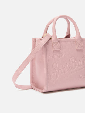Borsa a spalla Vanity Bag Mini in pelle martellata rosa