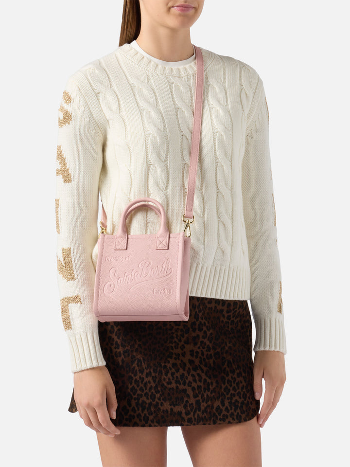 Borsa a spalla Vanity Bag Mini in pelle martellata rosa