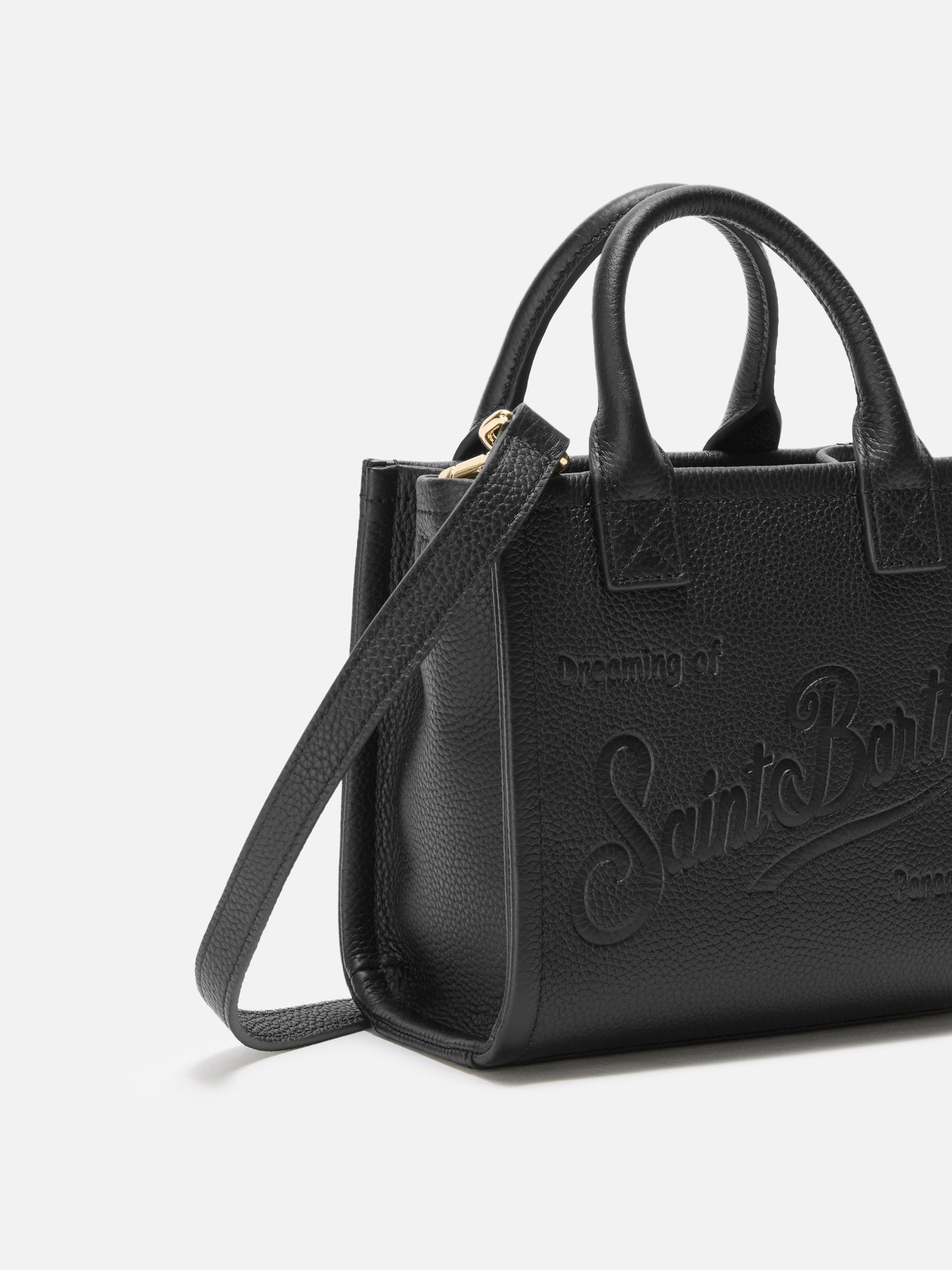 Borsa a spalla Vanity Bag Mini in pelle martellata nera
