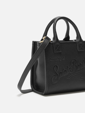 Borsa a spalla Vanity Bag Mini in pelle martellata nera