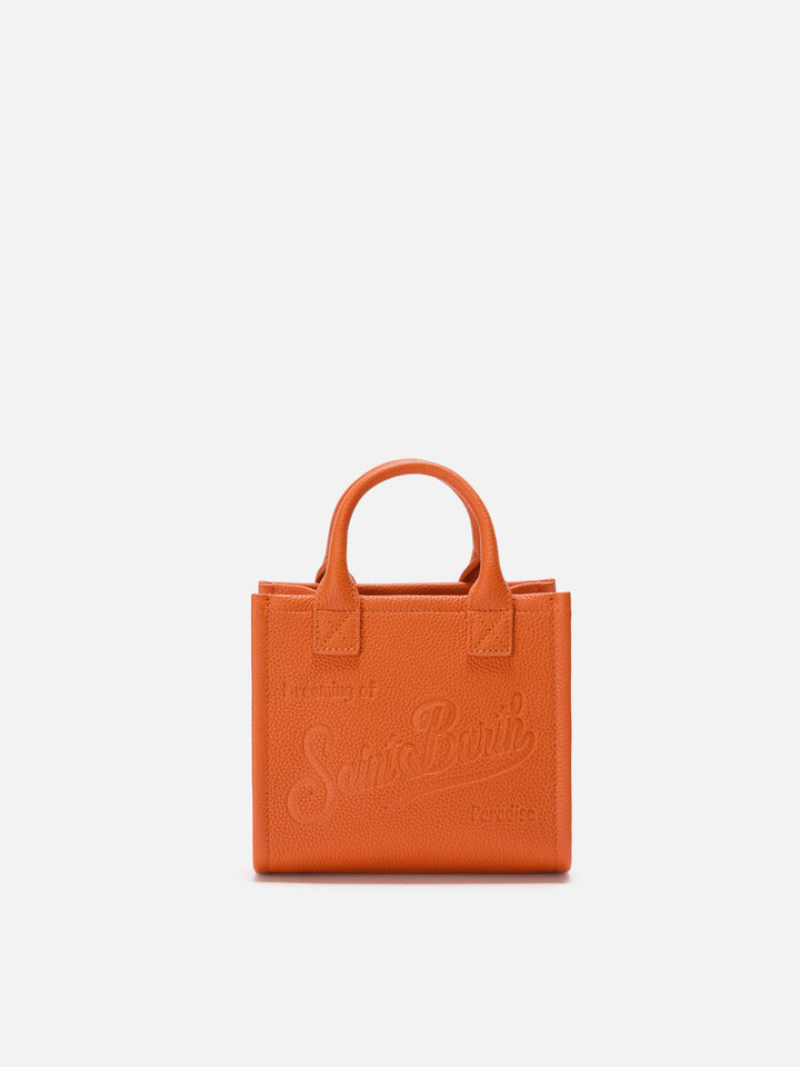 Borsa a spalla Vanity Bag Mini in pelle martellata arancio