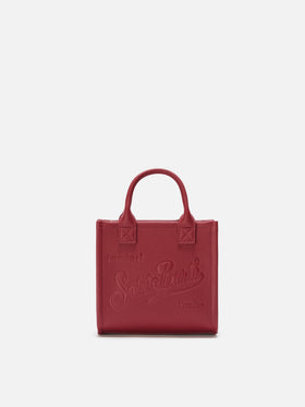 Borsa a spalla Vanity Bag Mini in pelle martellata bordeaux