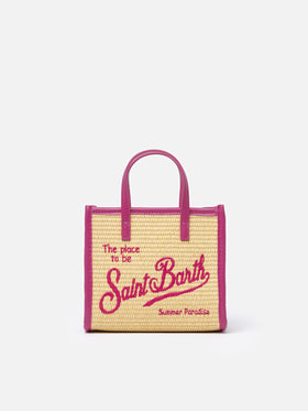 Beigefarbene Mini-Vivian-Strohhandtasche