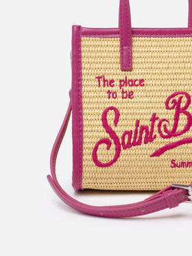 Beigefarbene Mini-Vivian-Strohhandtasche