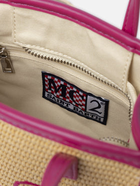 Beigefarbene Mini-Vivian-Strohhandtasche