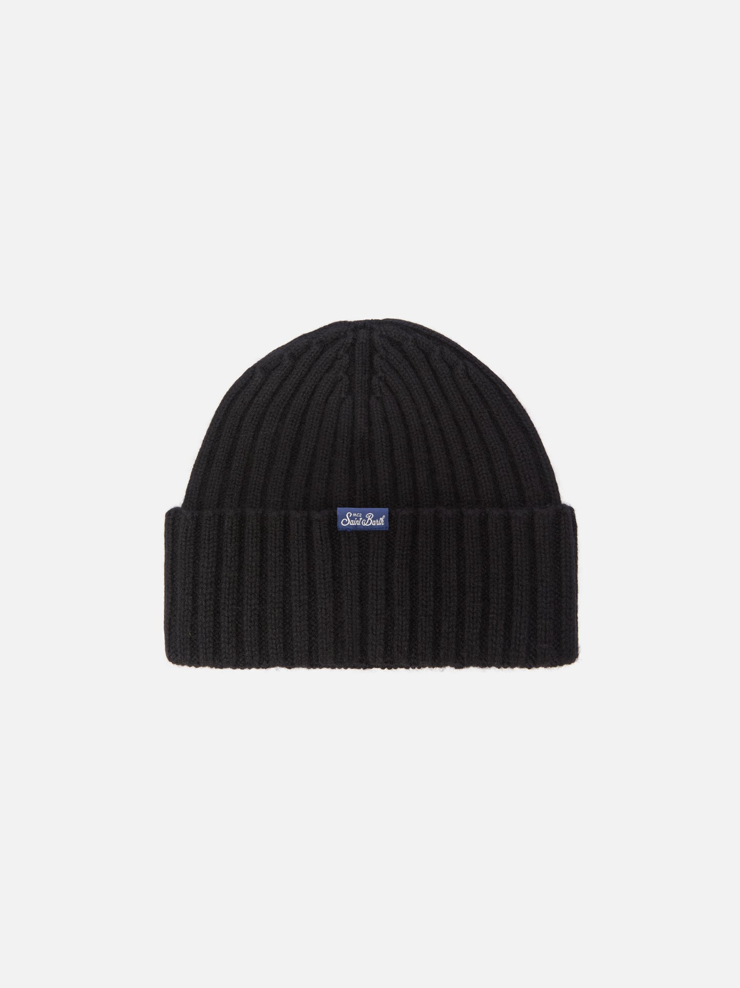 Berretto Wengen in misto cashmere nero con ricamo Yuppies